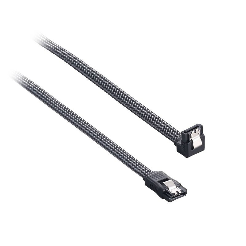 CableMod ModMesh Sleeved Right Angle SATA 3 Cable (Carbon, 30cm) - Image 2